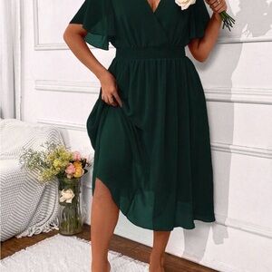 SHEIN Asymmetrical Dark Green Dress